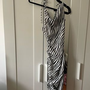 Lioness zebra print drawstring slip dress